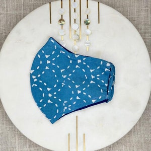 Shashiko hand stamped batik fabric face mask