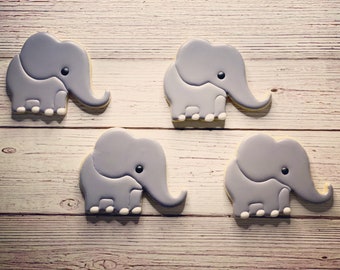 Elephant Cookies | Sugar Cookies | Baby Shower Cookies | Animal Cookies | Custom Cookies | Decorated Sugar Cookies