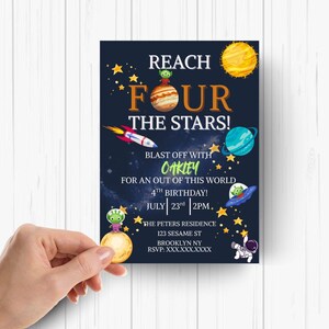 Reach Four The Stars Birthday Invite
