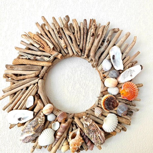 wreath of shells and driftwood