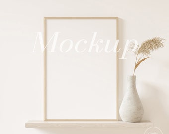 Minimalist Mockup, Earth Tone Mockup, Modern Frame Mockup, Vertical Mockup, Wooden Frame Mockup, Wall Art Mockup, Interior Mockup