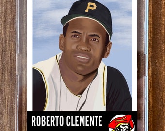 Roberto Clemente Handgemalte Kunstkarte