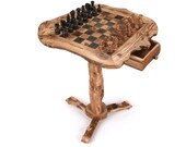 OLIVIEU Intelligente Handcrafted Olive Wood Chess Table with Drawers 20 inch Chess Set Wood with Chess Pieces Chess Board