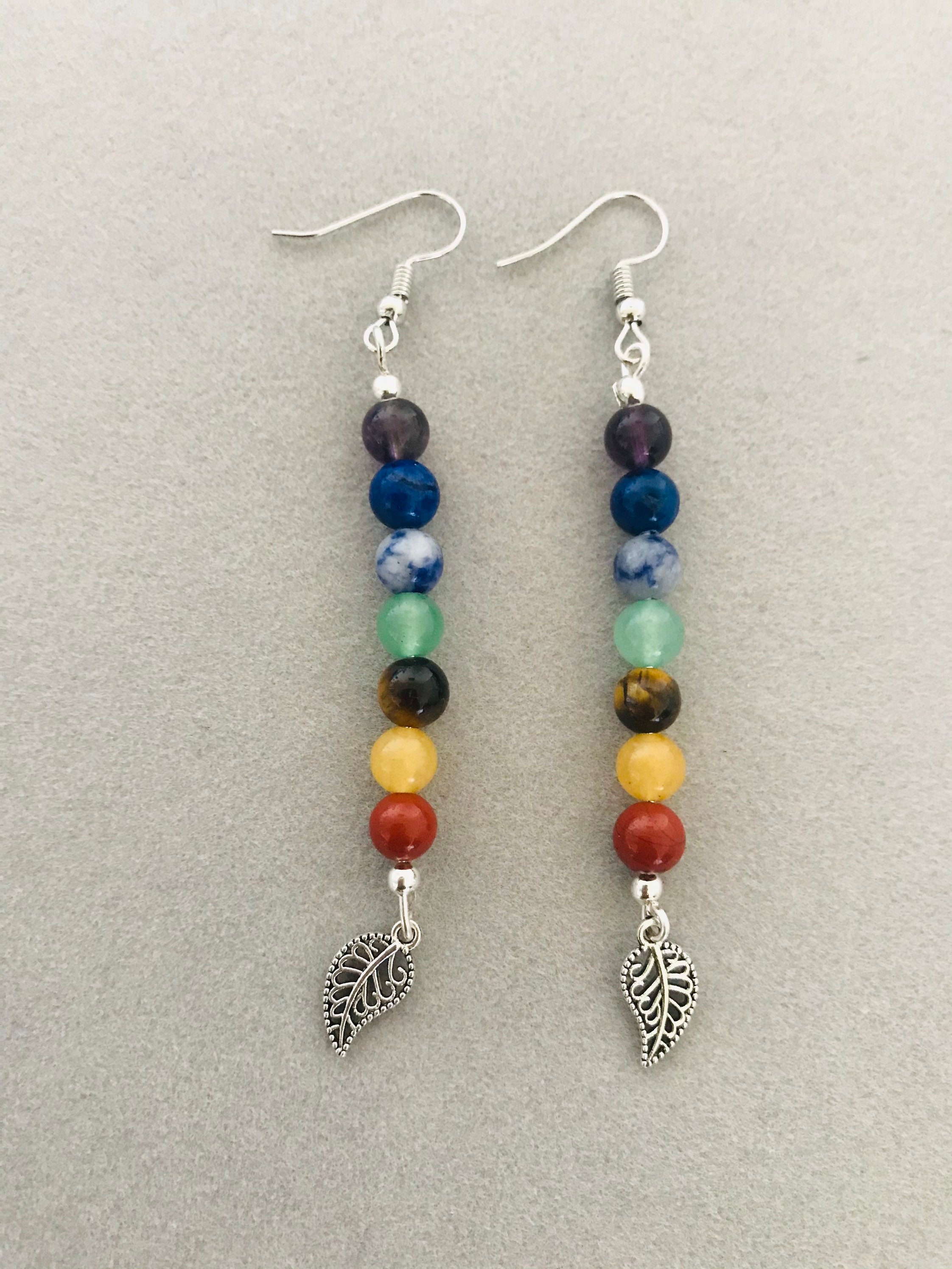Chakra Earrings Dangle Earrings Healing Stone Yoga Etsy