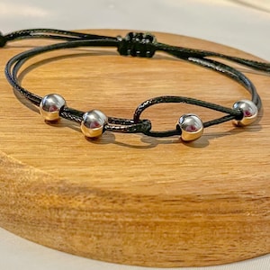 Fidget Bracelet: Stainless Steel Bead, Anxiety Relief, Adjustable Cord