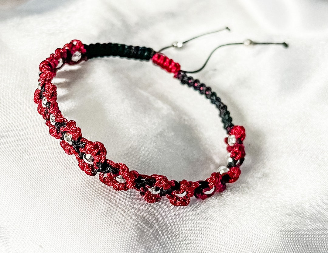 Macrame Flower Bracelet Braided Flower Bracelet Light Weight Etsy