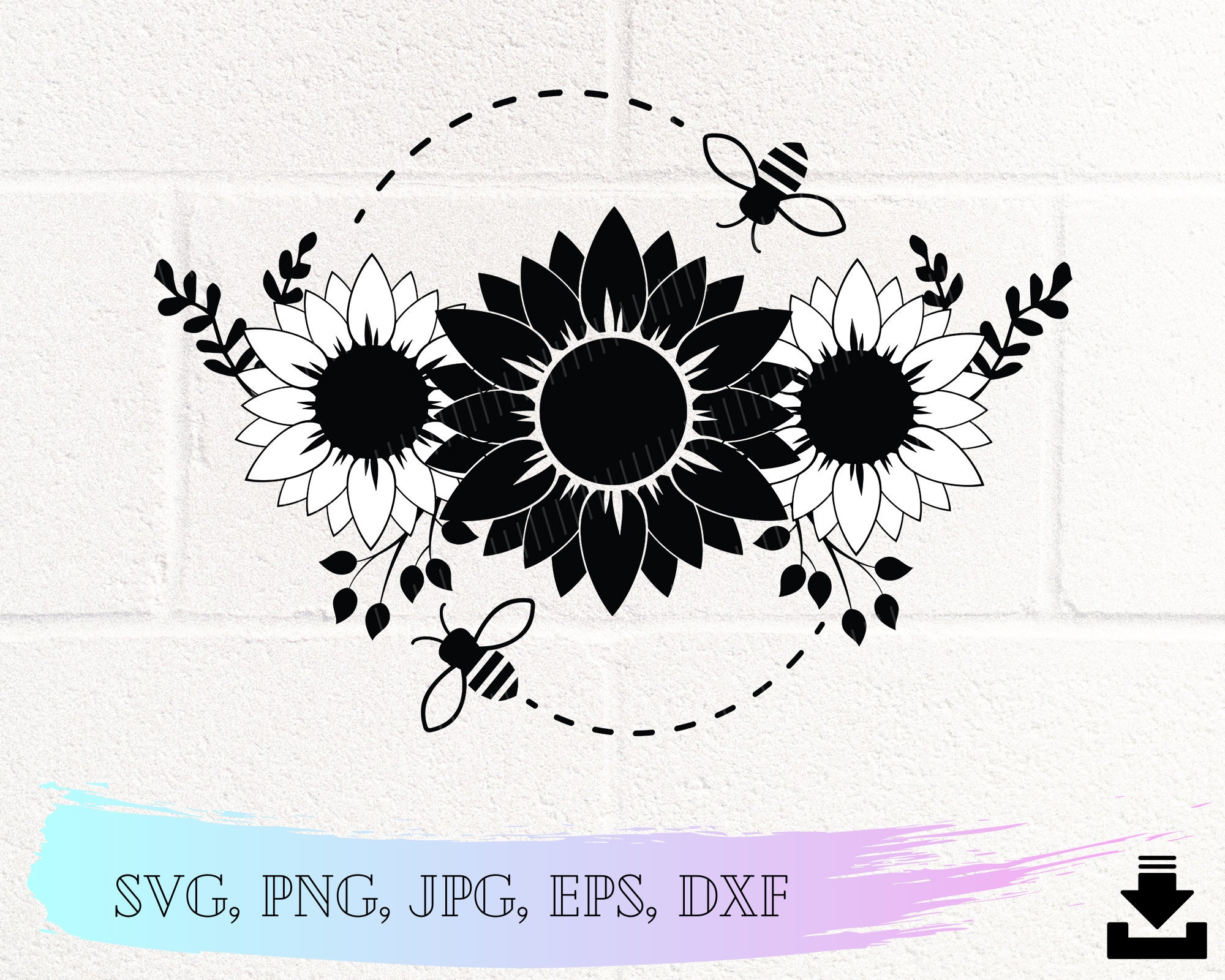 Sunflower And Bee SVG