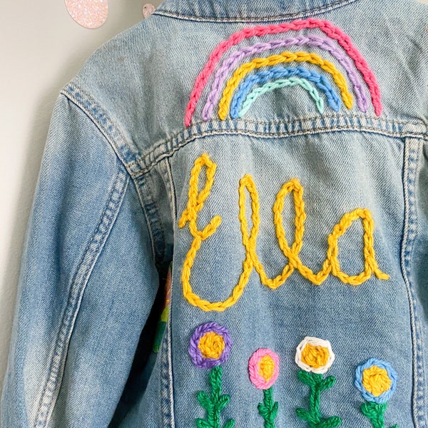 Baby/Toddler upto age 4 - Personalised, hand embroidered denim jacket