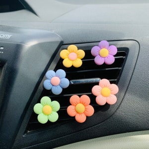 6 Stück süße Blume Auto Lufterfrischer Schlitz Clips, Kawaii Blume Auto Dekor, niedliche Blume Auto Zubehör für Frauen