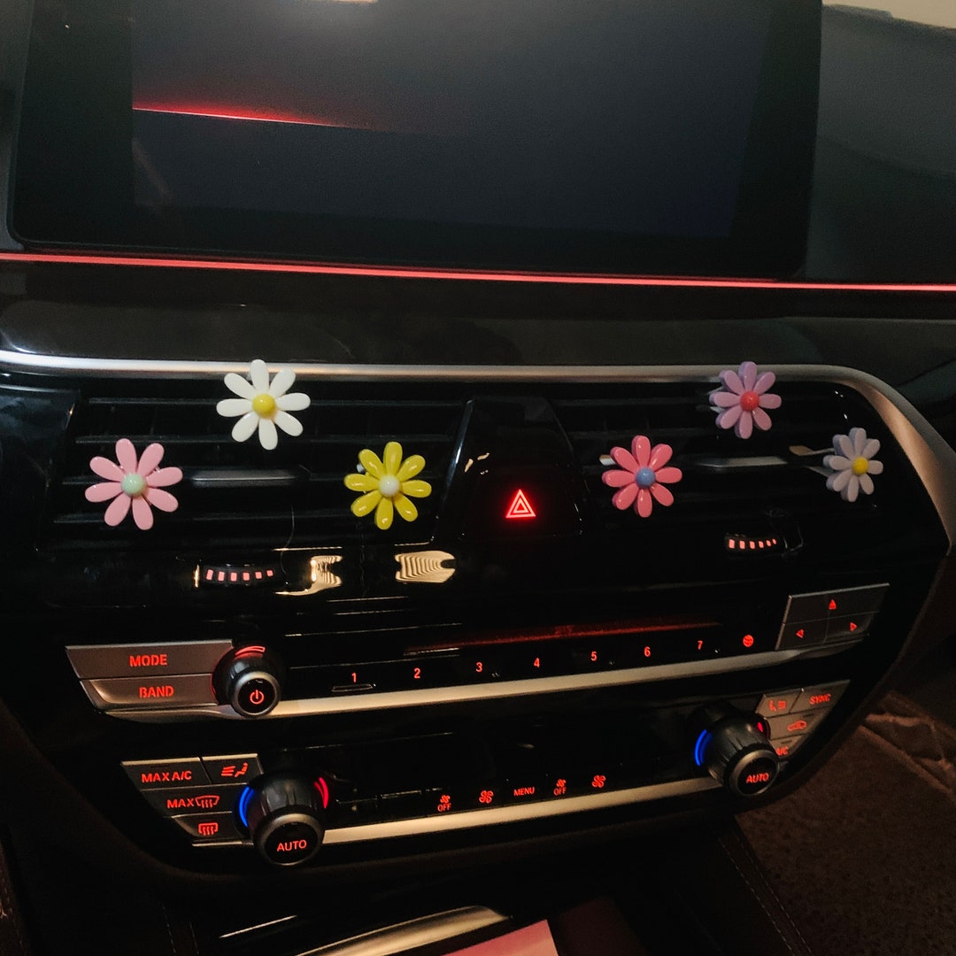 6 Pcs Cute Daisy Flower Car Air Freshener Vent Clips, Kawaii Flower Car