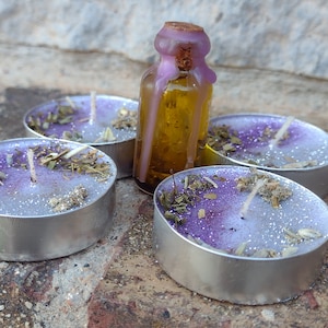 Dream tealight candle set with dream oil( astral travel, good dreams, divine insight, better sleep)