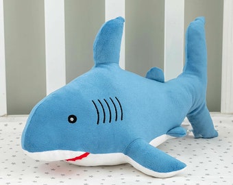 Stuffed Toy 14 Inches By ICE KING BEAR Blue Plush Shark Hand Puppet 