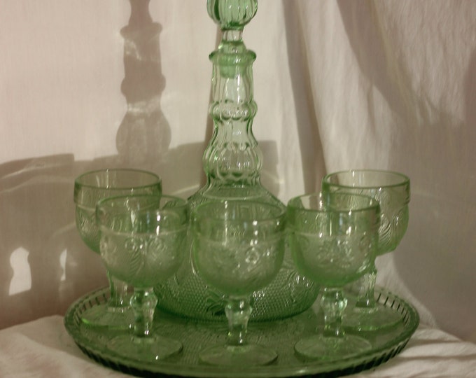 1970s Indiana Glass Tiara Chantilly Decanter Set Etsy