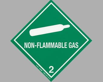 Non-Flammable Gas Decal 4"x4" | Made in USA | DoT Transportation Hazard Sticker | OSHA Warning Label | Man Cave Kids Room Oxygen Tank Danger
