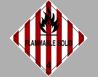 Flammable Solid Decal 4"x4" | Made in USA | DoT Transportation Hazard Sticker | OSHA Warning Label | Man Cave Kids Room Decoration Danger