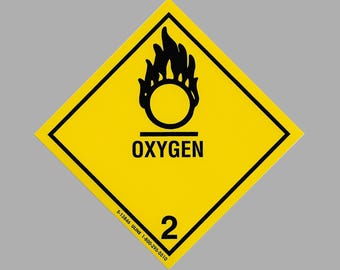 OXYGEN Decal 4"x4" | Made in USA | DoT Transportation Hazard Sticker | OSHA Warning Label | Man Cave Kids Room Decoration Funny O2 Danger