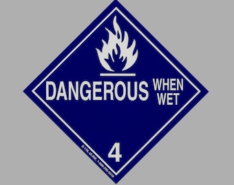 Dangerous When Wet Decal 4"x4" | Made in USA | DoT Transportation Hazard Sticker | OSHA Warning Label | Man Cave Kids Room Decoration Funny