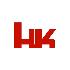 Può includere: Logo rosso con le lettere HK in un carattere audace e a blocchi.