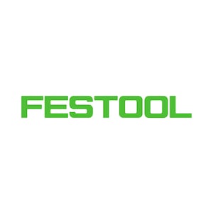 Op de afbeelding: Het woord "FESTOOL" wordt weergegeven in vette, groene letters op een witte achtergrond. De letters zijn in een schreefloos lettertype en het ontwerp is strak en modern.