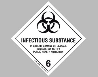 Infectious Substance Decal 4"x4" | Made in USA | DoT Transportation Hazard Sticker | OSHA Warning Label | Man Cave Biohazard Bumper