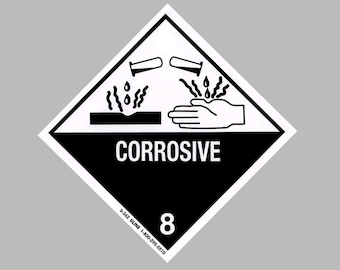Corrosive Decal 4"x4" | Made in USA | DoT Transportation Hazard Sticker | OSHA Warning Label | Man Cave Kids Room Laboratory Science Bumper