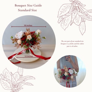 Vintage Red, Rose Gold and Champagne Silk Bridal Bouquet, Wedding Bouquet, Bridesmaids Bouquet, Silk Flower Bouquet image 5