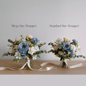 Blue & White Silk Bridal Bouquet, Wedding Bouquet, Silk Flower Bouquet image 4