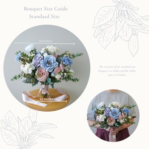 Lilac, Vintage Blue, Blush and Ivory Bridal Bouquet, Wedding Bouquet, Bridesmaids Bouquet, Silk Flower Bouquet image 8