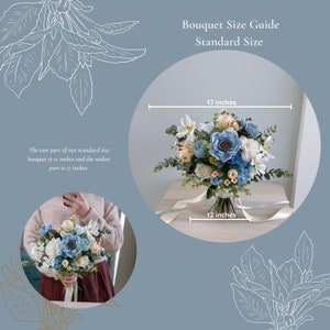 Blue & White Silk Bridal Bouquet, Wedding Bouquet, Silk Flower Bouquet image 6