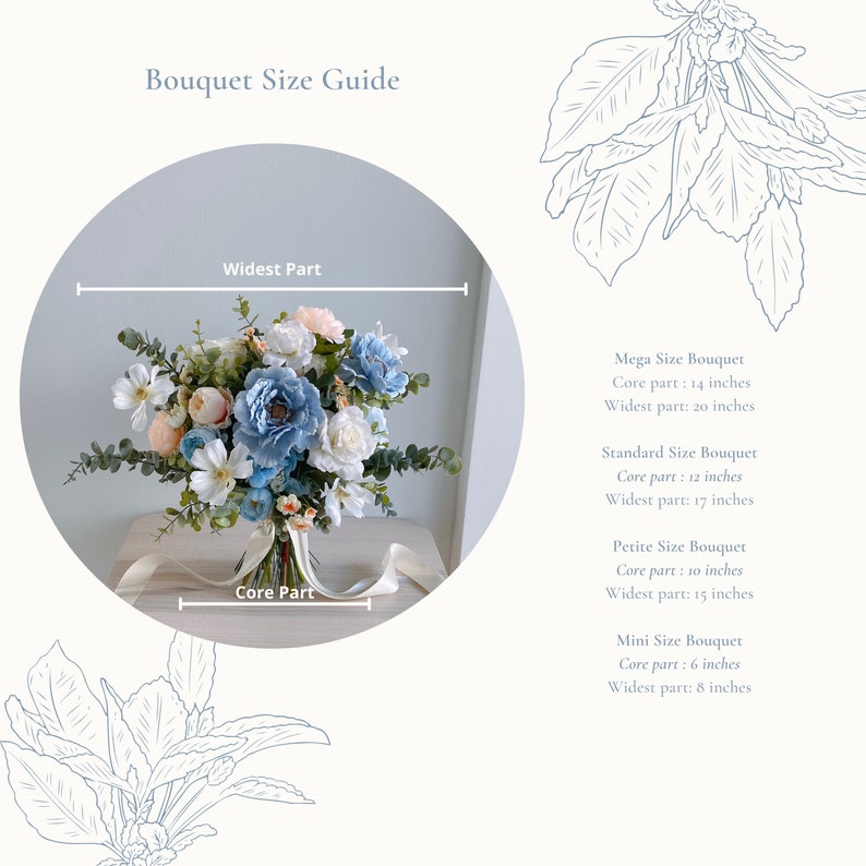 Blue & White Silk Bridal Bouquet, Wedding Bouquet, Silk Flower Bouquet image 7