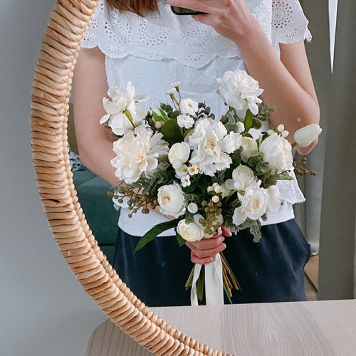 Red and White Silk Bridal Bouquet Wedding Bouquet Silk Etsy