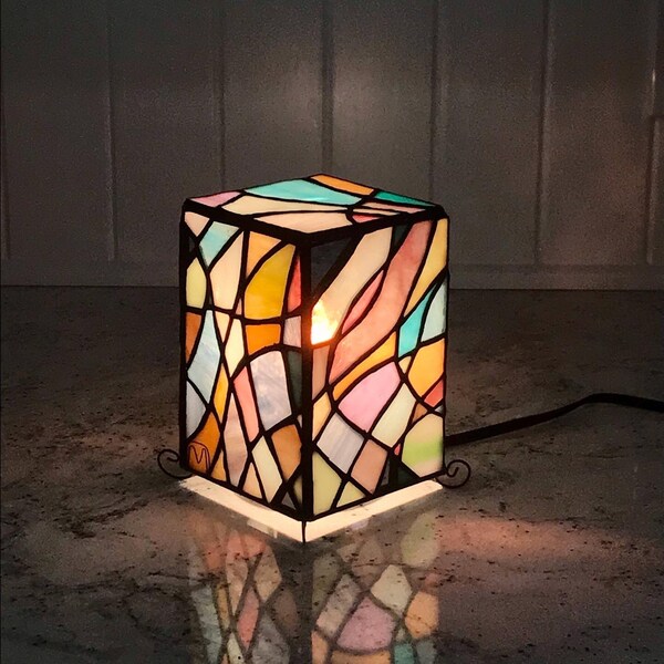 Modern Stained Glass Lamp Etsy