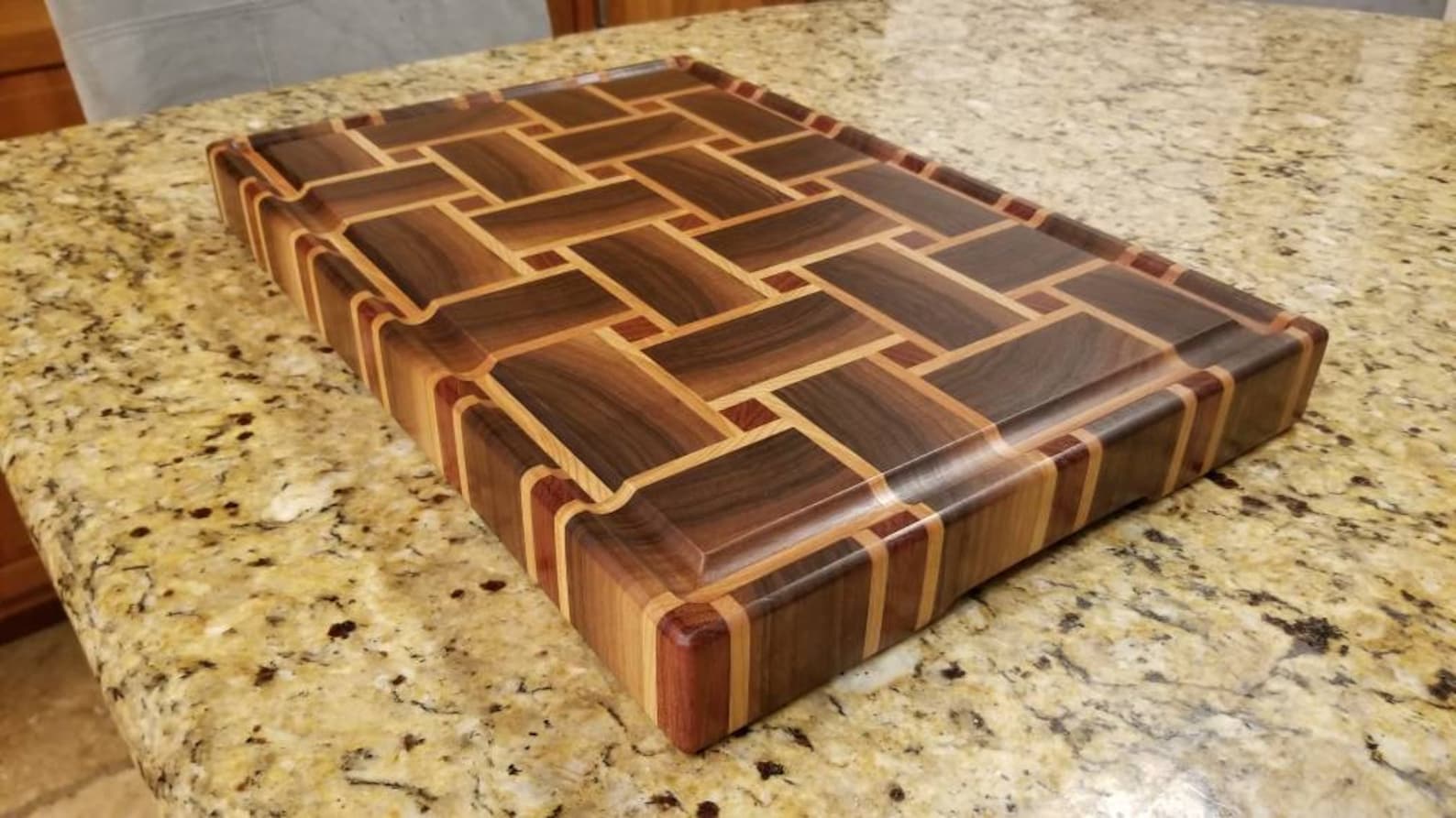 Weave pattern end grain cutting board Etsy