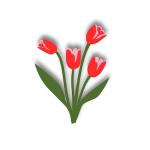 Tulipano a strati SVG, file di taglio floreale per macchine da taglio, natura, abbellimento primaverile