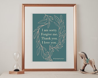 Printable ho'oponopono prayer. Instant download wall art. Hawaii prayer