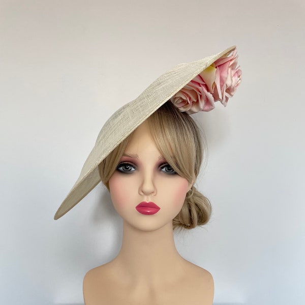 Pink and Ivory Fascinator, Ascot Hat, Occasion Hat, Wedding Hat, Ladies Days Hat, Races, Mother Of The Bride Hat, Hatinator.