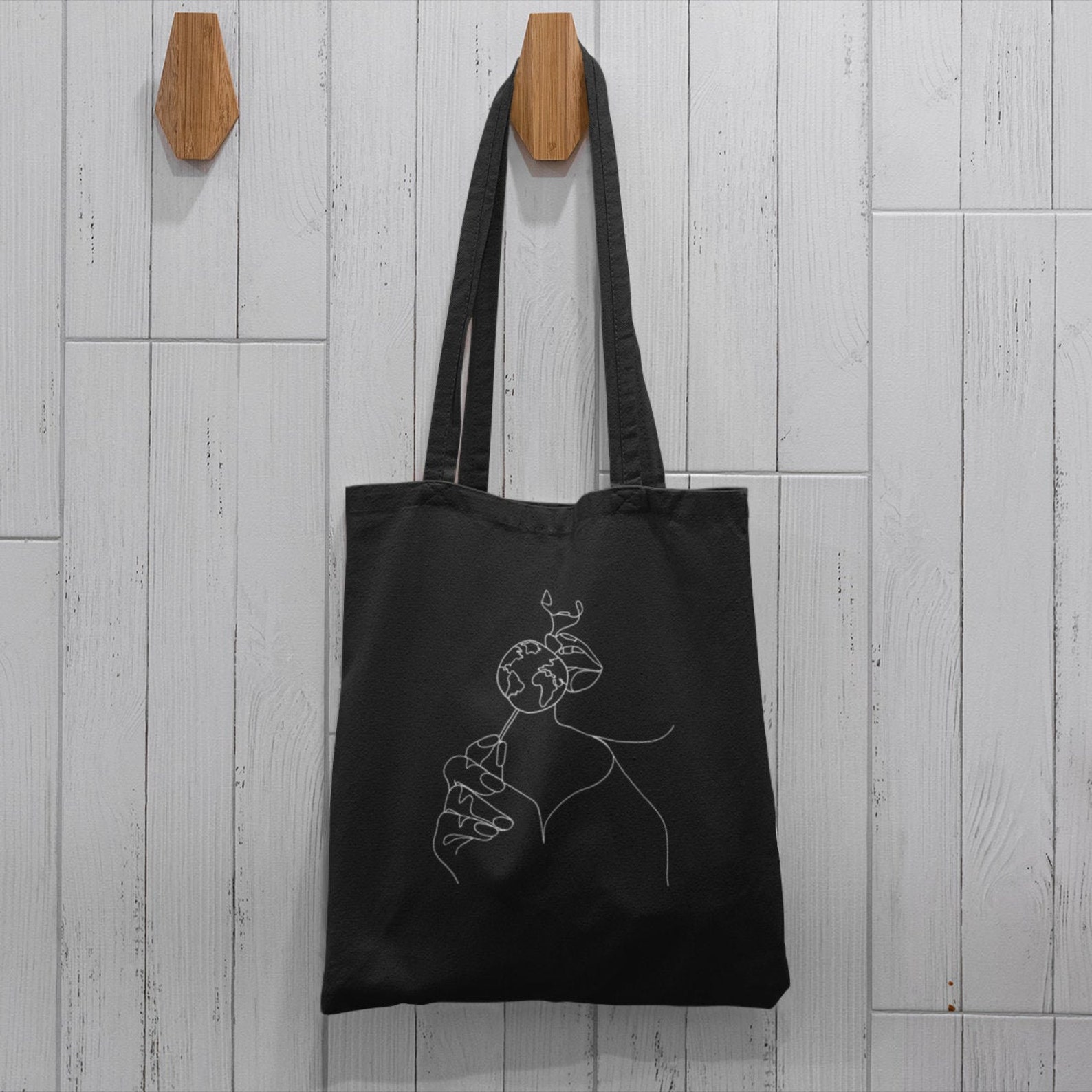 Tota bag black Line Art Canvas tote bag shoulder bag | Etsy