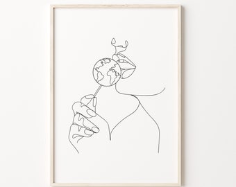 Line Art Poster Sweet World | Wandkunst, Wanddeko, Wandbild für Küche, Badezimmer, Wohnzimmer