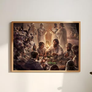 The Last Supper Poster Print Bible Wall Art Religious Decor Christian Gift Spiritual Painting Easter Passover Art
