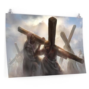 Jesus Carries His Cross | Christian Art | Premium Matte horizontal posters | Christian Poster | Religious Art | Easter | Passover