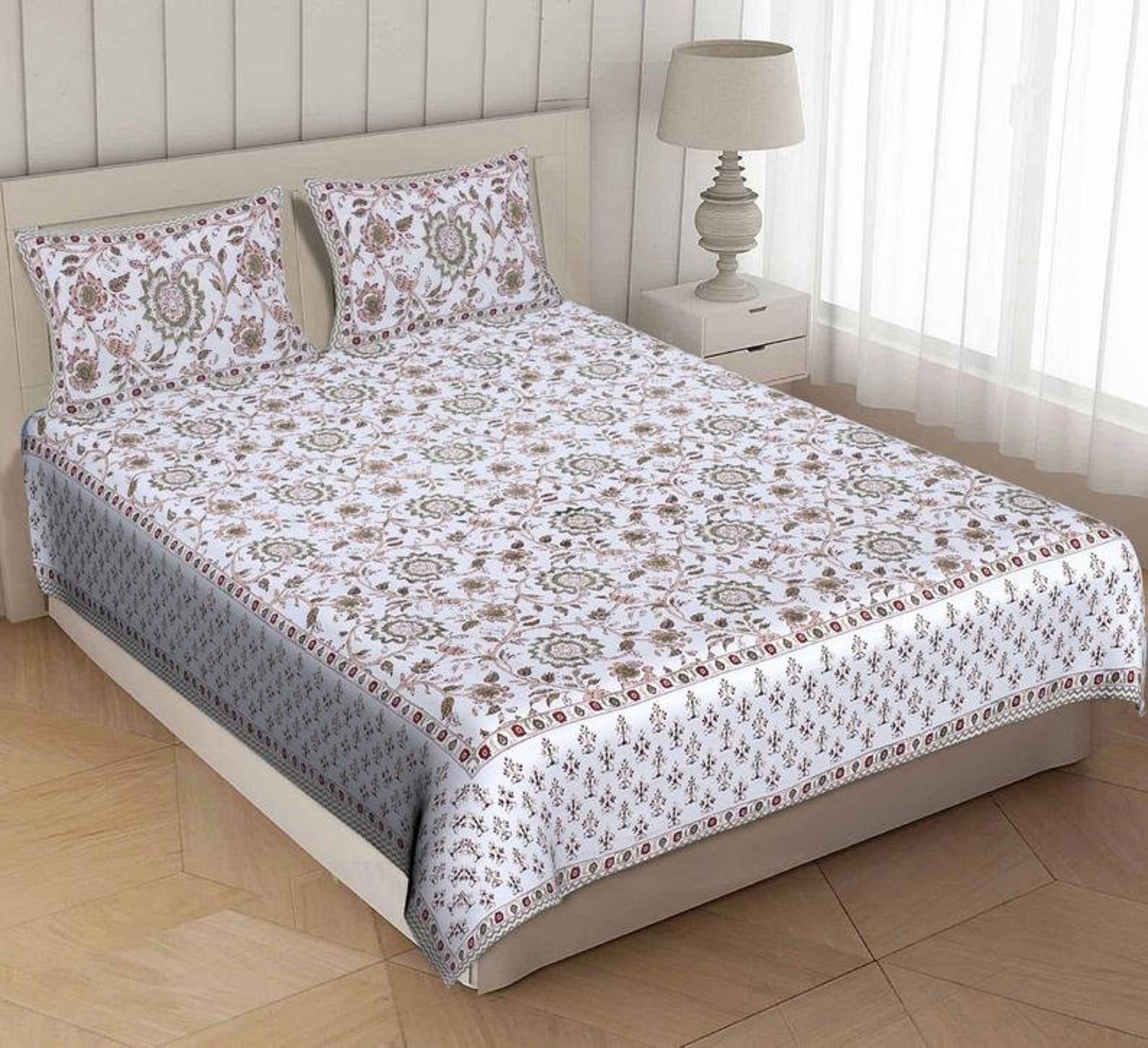 100 Premium Indian Traditional Cotton Flat Double Bed Sheet Etsy