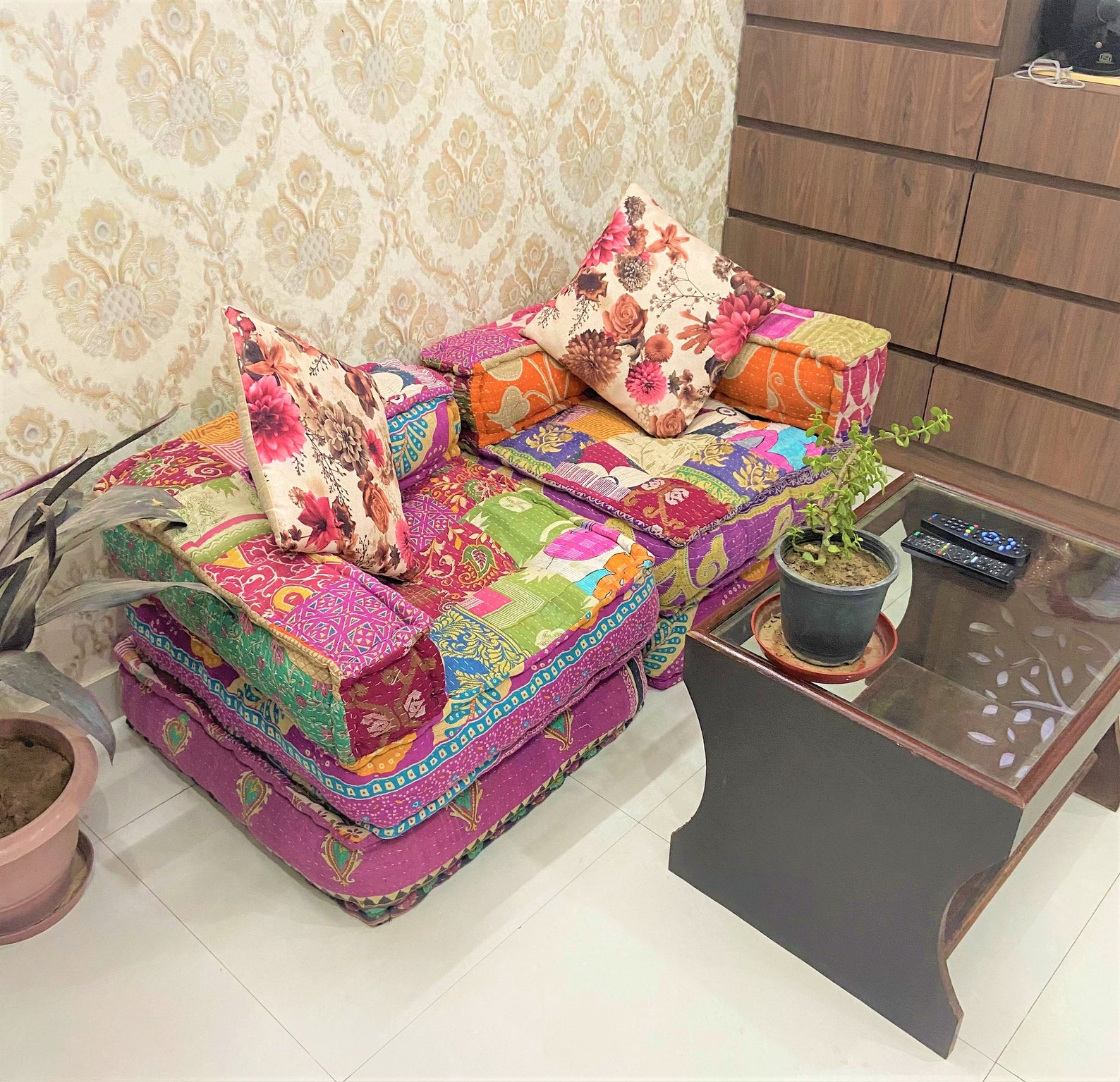 Indian Handmade Vintage Sofa Kantha Patchwork Floor Sofa Etsy