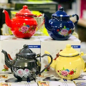 Teiera smaltata berbera Tuareg – Stile nomade del Sahara – Bollitore tradizionale marocchino, regalo Tuareg