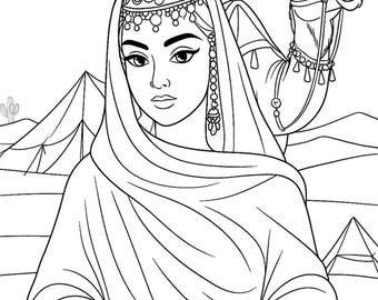 Tuareg Women Coloring Art (PNG, Digital Download