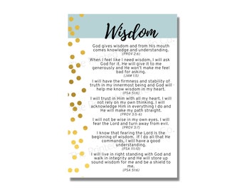 Printable Wisdom Scripture Card, Scriptures for Wisdom