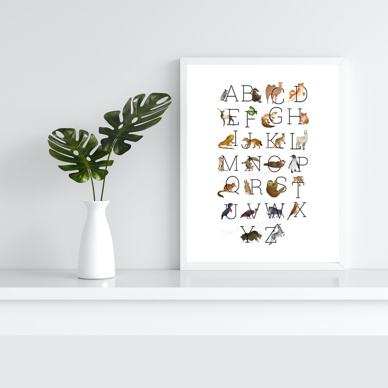 Watercolor Animal Alphabet Wall Art Alphabet Nursery Decor Etsy