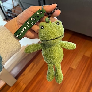 Cute Frog Keychain, Frog Toy, Green Frog, 7.4&quot; Long,  Stainless Steel Chain