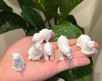 Cute Polar Bear Miniatures, Polar Bears Figurines, Set of 6, Home Decorations, Gift Miniatures