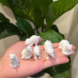 Cute Polar Bear Miniatures, Polar Bears Figurines, Set of 6, Home Decorations, Gift Miniatures