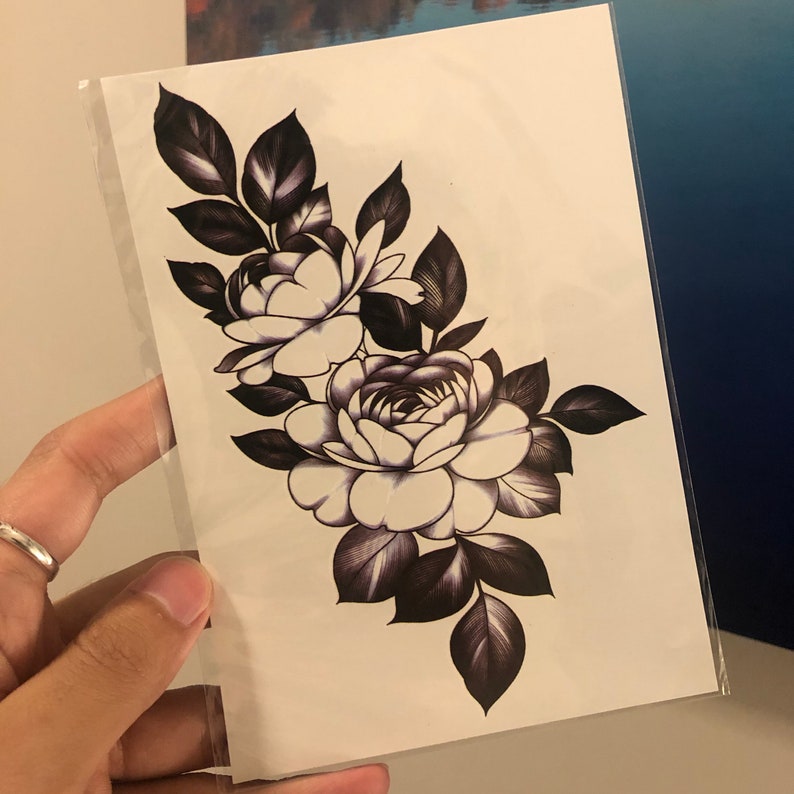 Waterproof Tattoo, Peony Flower Tattoo image 3